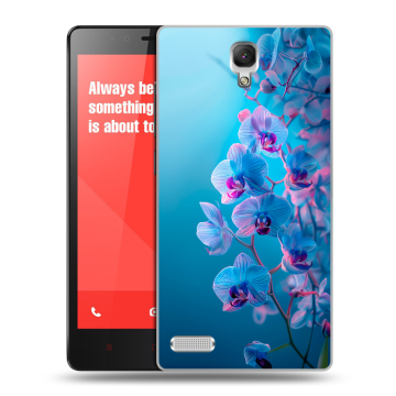 Пластиковый чехол на Xiaomi RedMi Note с принтом голубые орхидеи Пластиковый чехол на Xiaomi RedMi Note с принтом голубые орхидеи