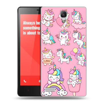 Пластиковый чехол на Xiaomi RedMi Note с принтом Единороги и радуга