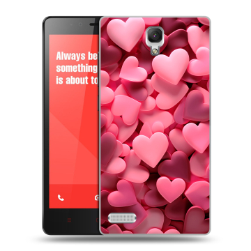 Пластиковый чехол на Xiaomi RedMi Note с принтом розовые сердечки Пластиковый чехол на Xiaomi RedMi Note с принтом розовые сердечки