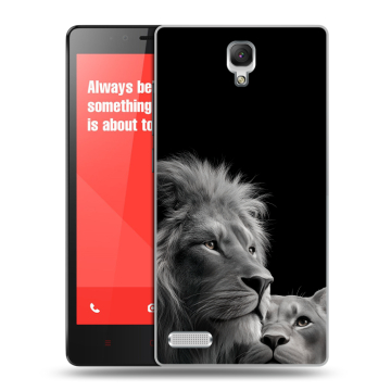 Пластиковый чехол на Xiaomi RedMi Note с принтом Лев кошки