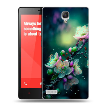 Пластиковый чехол на Xiaomi RedMi Note с принтом Цветы и мрамор Пластиковый чехол на Xiaomi RedMi Note с принтом Цветы и мрамор