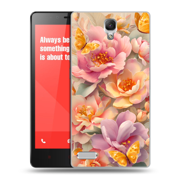 Пластиковый чехол на Xiaomi RedMi Note с принтом Цветы и бабочки
