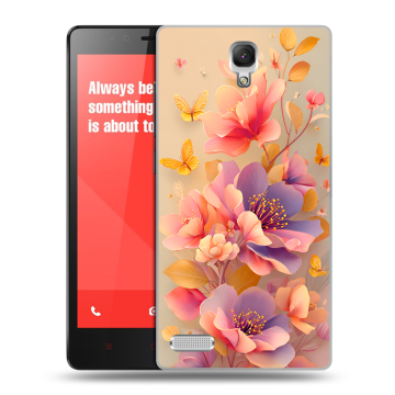 Пластиковый чехол на Xiaomi RedMi Note с принтом Цветы и бабочки