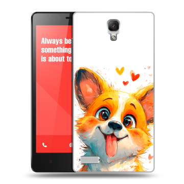 Пластиковый чехол на Xiaomi RedMi Note с принтом корги Пластиковый чехол на Xiaomi RedMi Note с принтом корги