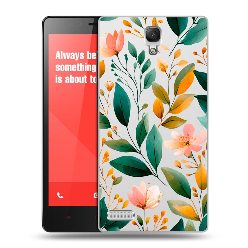 Пластиковый чехол на Xiaomi RedMi Note с принтом Цветы паттерн Пластиковый чехол на Xiaomi RedMi Note с принтом Цветы паттерн
