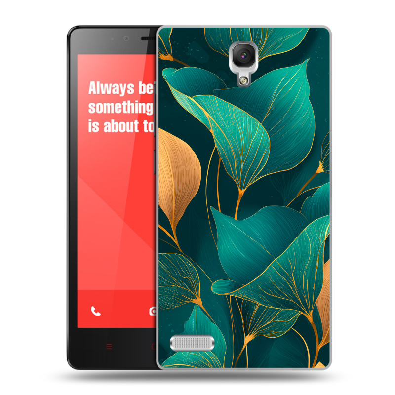 Пластиковый чехол на Xiaomi RedMi Note с принтом Листья и золото Пластиковый чехол на Xiaomi RedMi Note с принтом Листья и золото