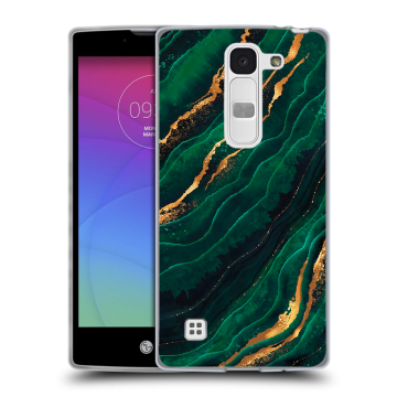 Силиконовый чехол на LG Spirit с принтом Мрамор зеленое золото