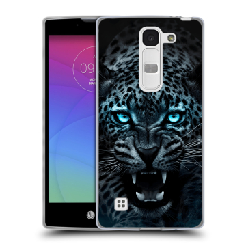 Силиконовый чехол на LG Spirit с принтом Темный леопард