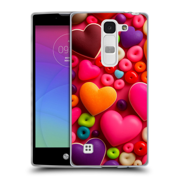 Силиконовый чехол на LG Spirit с принтом Сердечки