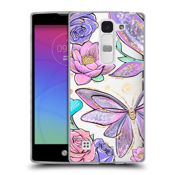 Силиконовый чехол на LG Spirit с принтом Бабочки и цветы