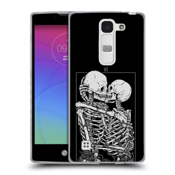 Силиконовый чехол на LG Spirit с принтом Поцелуй скелетов