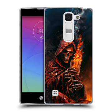 Силиконовый чехол на LG Spirit с принтом Скелет и карты