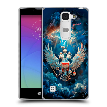 Силиконовый чехол на LG Spirit с принтом Герб флаг России