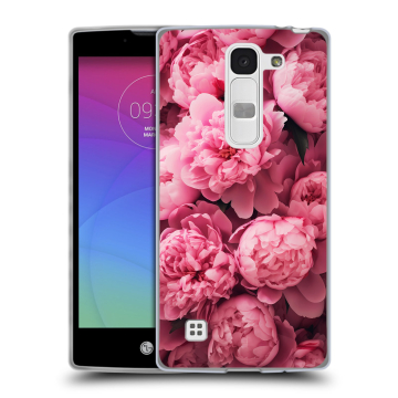 Силиконовый чехол на LG Spirit с принтом цветы пионы