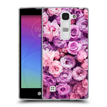 Силиконовый чехол на LG Spirit с принтом лавандовые розы