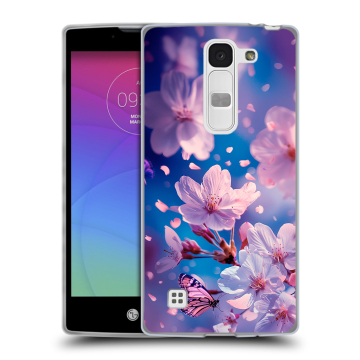 Силиконовый чехол на LG Spirit с принтом цветы бабочки