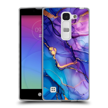Силиконовый чехол на LG Spirit с принтом синий мрамор