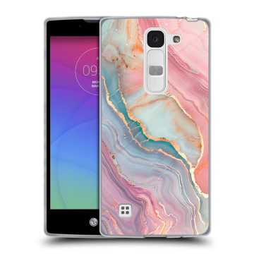 Силиконовый чехол на LG Spirit с принтом розовый мрамор