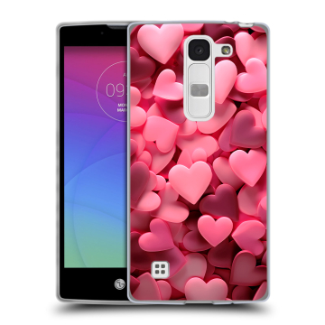 Силиконовый чехол на LG Spirit с принтом розовые сердечки