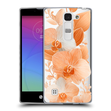 Силиконовый чехол на LG Spirit с принтом Бежевые цветы