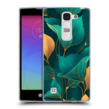 Силиконовый чехол на LG Spirit с принтом Листья и золото