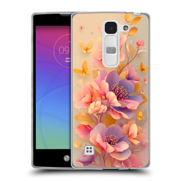 Силиконовый чехол на LG Spirit с принтом Цветы и бабочки