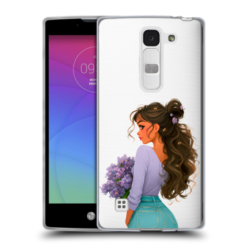 Силиконовый чехол на LG Spirit с принтом девушка цветы
