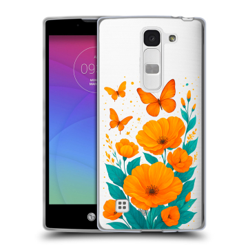 Силиконовый чехол на LG Spirit с принтом цветы бабочки