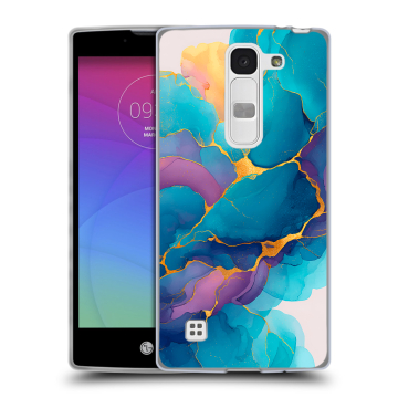 Силиконовый чехол на LG Spirit с принтом Мрамор блестки