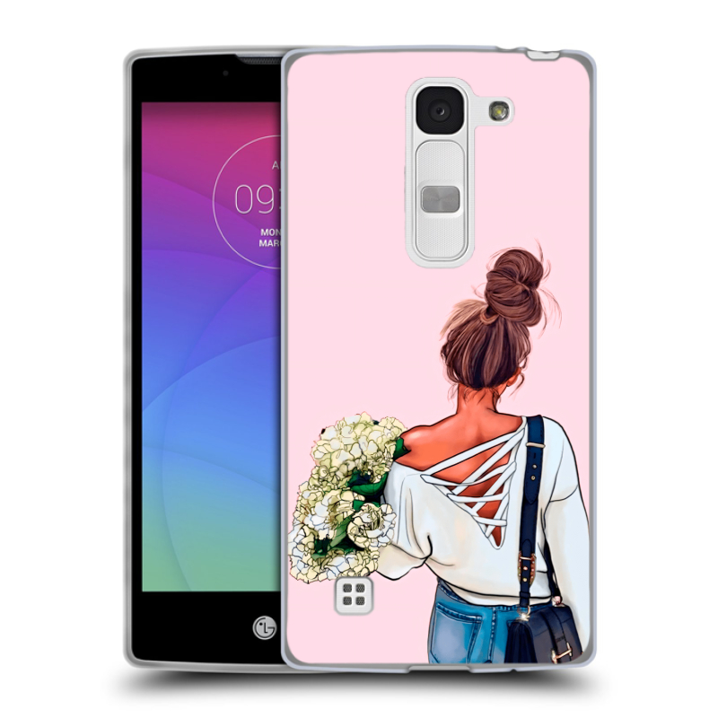 Силиконовый чехол на LG Spirit с принтом Девушка и букет Силиконовый чехол на LG Spirit с принтом Девушка и букет