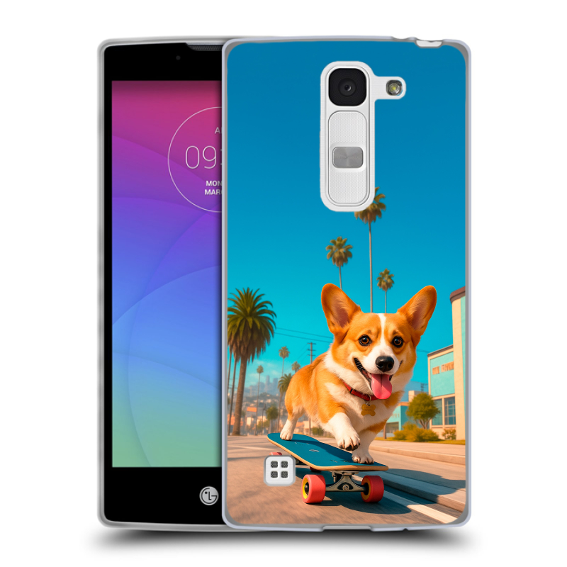 Силиконовый чехол на LG Spirit с принтом Корги на скейте Силиконовый чехол на LG Spirit с принтом Корги на скейте