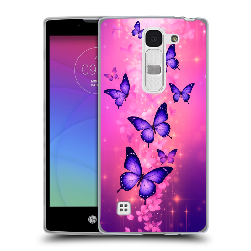 Силиконовый чехол на LG Spirit с принтом Бабочки Силиконовый чехол на LG Spirit с принтом Бабочки