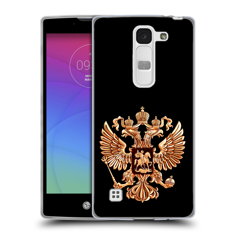 Силиконовый чехол на LG Spirit с принтом Герб России золотой Силиконовый чехол на LG Spirit с принтом Герб России золотой