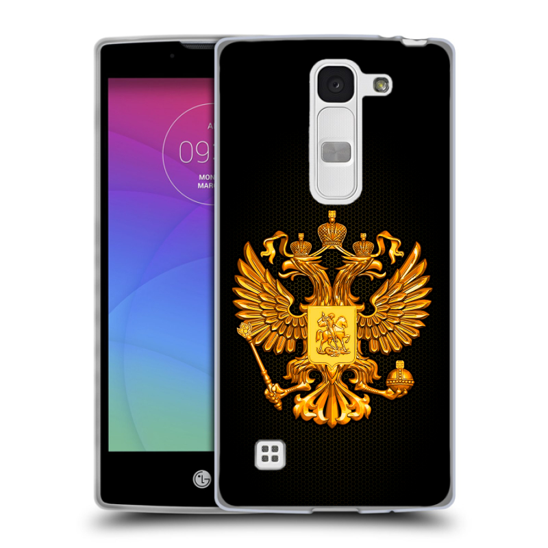 Силиконовый чехол на LG Spirit с принтом Герб России желтый Силиконовый чехол на LG Spirit с принтом Герб России желтый