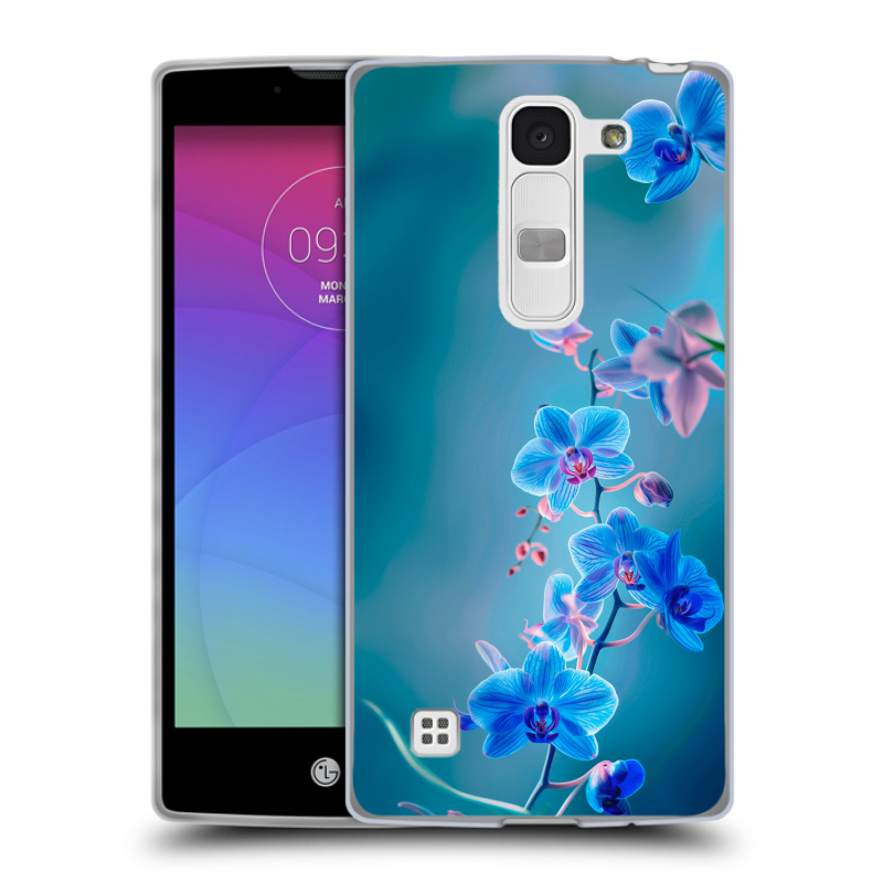 Силиконовый чехол на LG Spirit с принтом Голубые цветы Силиконовый чехол на LG Spirit с принтом Голубые цветы