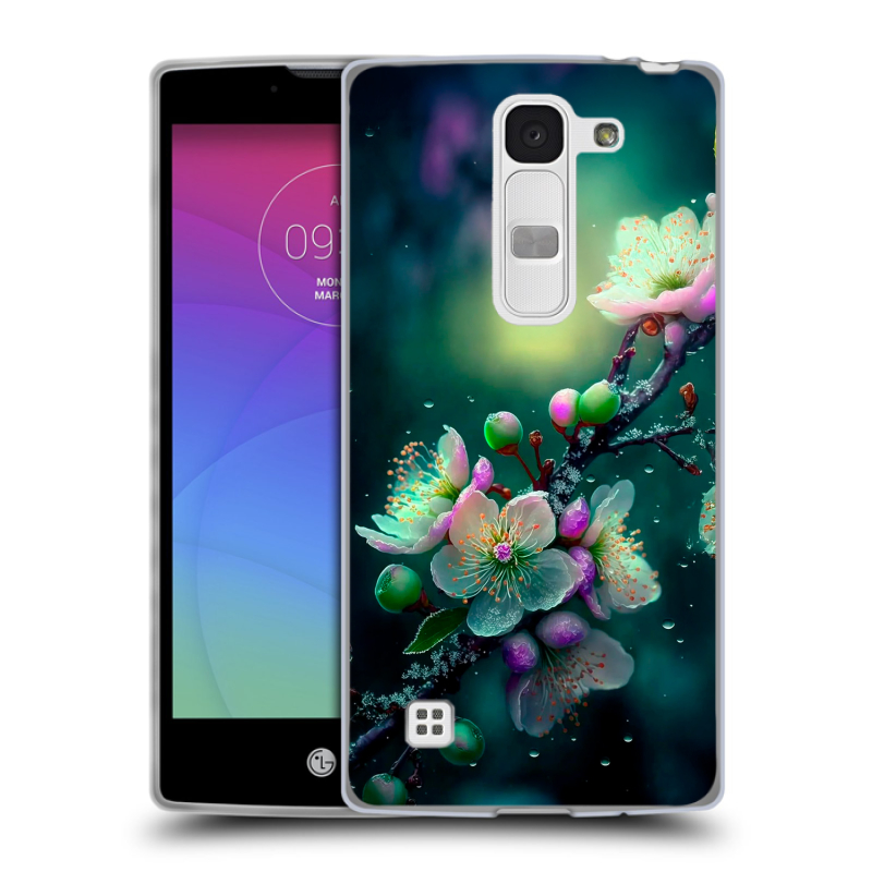 Силиконовый чехол на LG Spirit с принтом Цветы и мрамор Силиконовый чехол на LG Spirit с принтом Цветы и мрамор