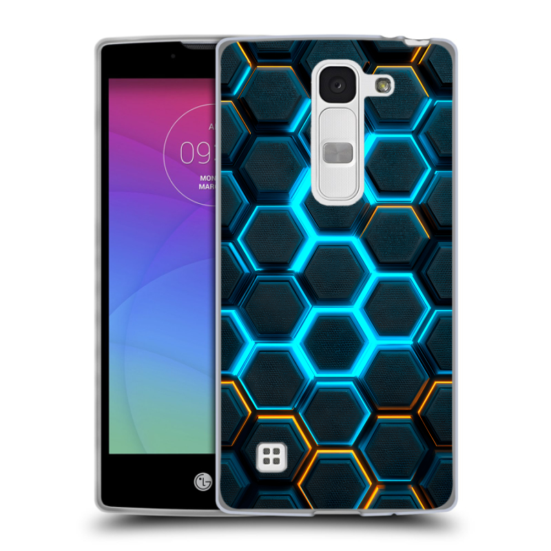 Силиконовый чехол на LG Spirit с принтом Неоновые соты Силиконовый чехол на LG Spirit с принтом Неоновые соты