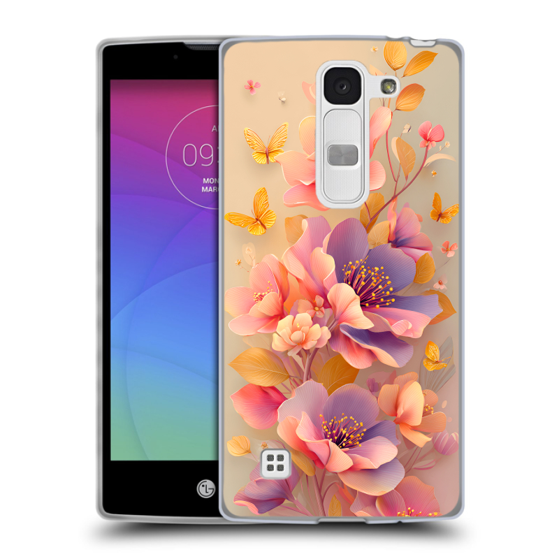 Силиконовый чехол на LG Spirit с принтом Цветы и бабочки Силиконовый чехол на LG Spirit с принтом Цветы и бабочки