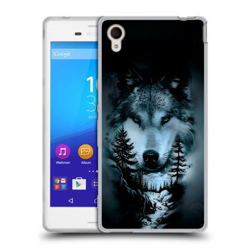 Пластиковый чехол на Sony Xperia M4 Aqua с принтом Лесной волк Пластиковый чехол на Sony Xperia M4 Aqua с принтом Лесной волк