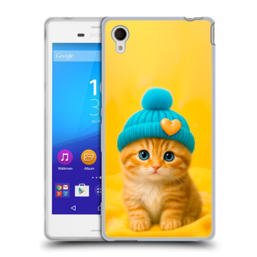 Пластиковый чехол на Sony Xperia M4 Aqua с принтом Котенок в шапке