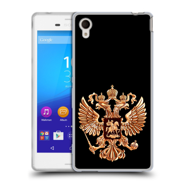 Пластиковый чехол на Sony Xperia M4 Aqua с принтом Герб России золотой Пластиковый чехол на Sony Xperia M4 Aqua с принтом Герб России золотой