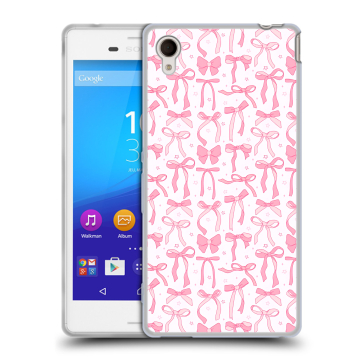 Пластиковый чехол на Sony Xperia M4 Aqua с принтом Розовые бантики