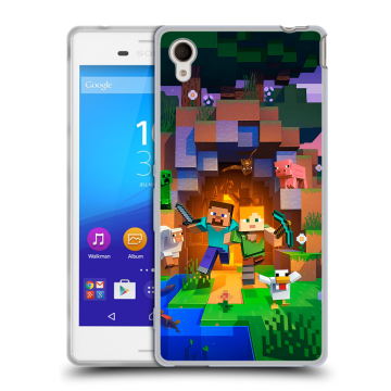Пластиковый чехол на Sony Xperia M4 Aqua с принтом Майнкрафт Minecraft Пластиковый чехол на Sony Xperia M4 Aqua с принтом Майнкрафт Minecraft