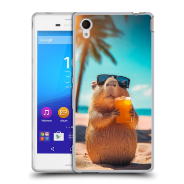 Пластиковый чехол на Sony Xperia M4 Aqua с принтом Капибара Пластиковый чехол на Sony Xperia M4 Aqua с принтом Капибара