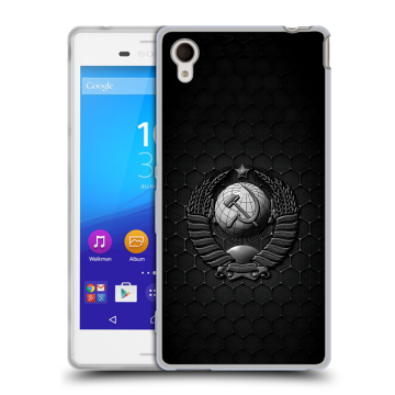 Пластиковый чехол на Sony Xperia M4 Aqua с принтом Герб Флаг СССР Пластиковый чехол на Sony Xperia M4 Aqua с принтом Герб Флаг СССР