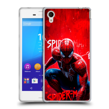 Пластиковый чехол на Sony Xperia M4 Aqua с принтом Spiderman Человек паук Пластиковый чехол на Sony Xperia M4 Aqua с принтом Spiderman Человек паук