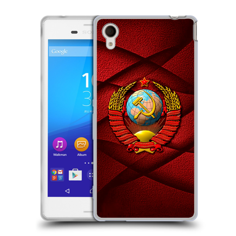 Пластиковый чехол на Sony Xperia M4 Aqua с принтом Герб СССР Пластиковый чехол на Sony Xperia M4 Aqua с принтом Герб СССР