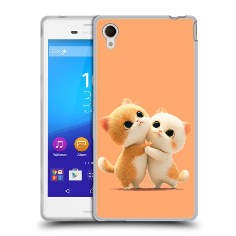 Пластиковый чехол на Sony Xperia M4 Aqua с принтом Милые котики Пластиковый чехол на Sony Xperia M4 Aqua с принтом Милые котики