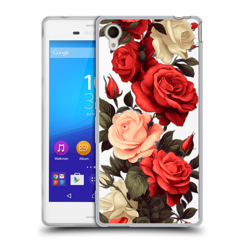 Пластиковый чехол на Sony Xperia M4 Aqua с принтом Розы Пластиковый чехол на Sony Xperia M4 Aqua с принтом Розы