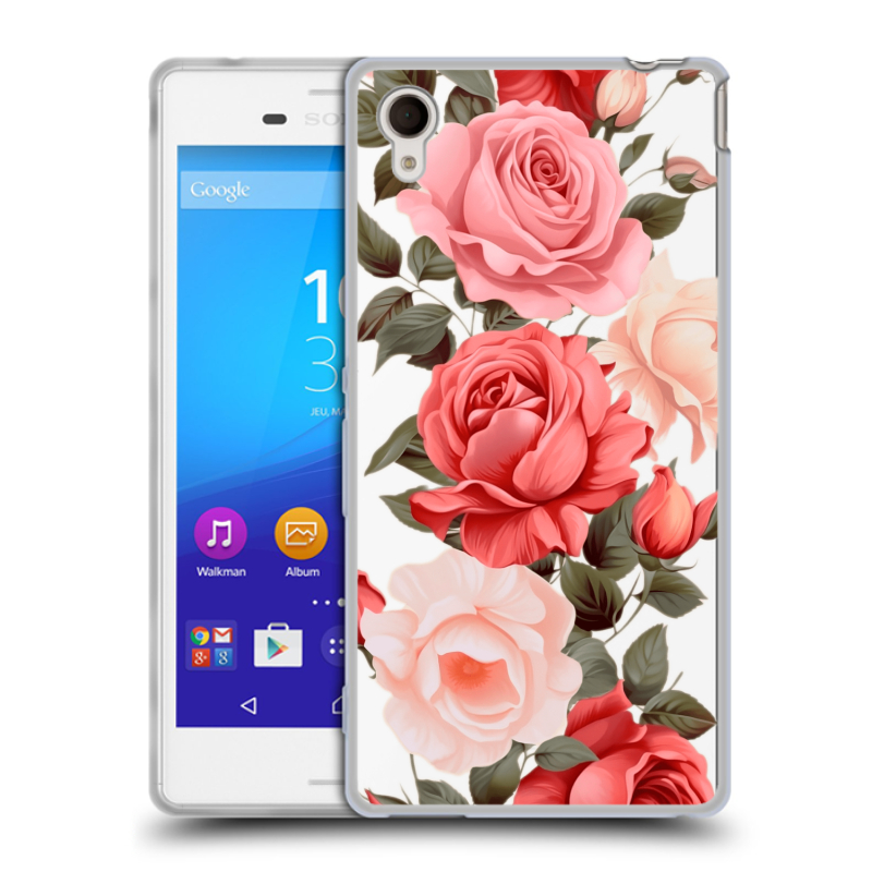 Пластиковый чехол на Sony Xperia M4 Aqua с принтом Розы Пластиковый чехол на Sony Xperia M4 Aqua с принтом Розы